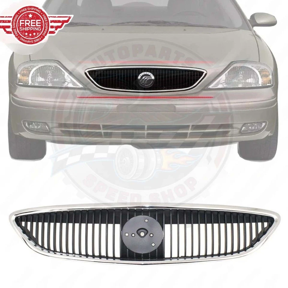 New Front Grille Chrome And Black Fits 2000-2003 Mercury Sable 4-Door FO1200372 Foto 1 de 1