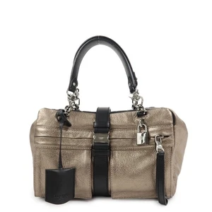 LOEWE Rola 26 Calf Skin Hand Bag Boston Bag Gold Black Authentic Used F/S - Picture 1 of 24