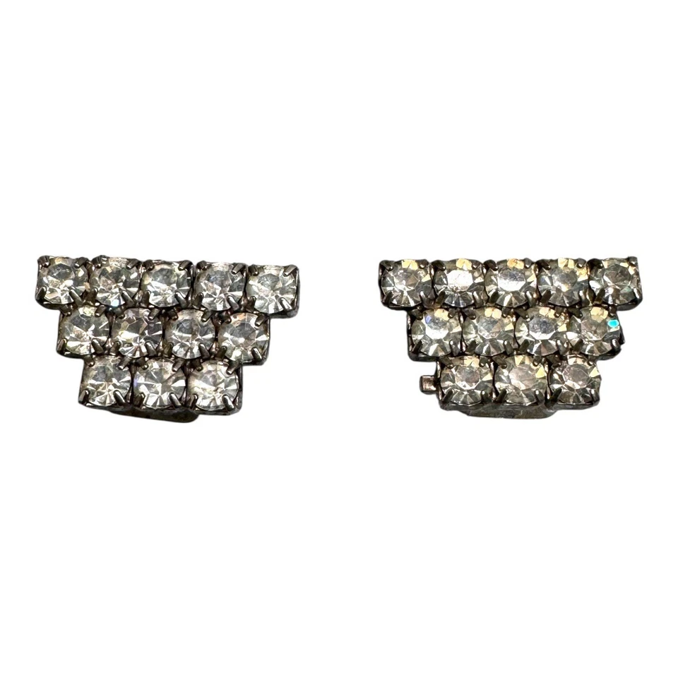 Pinzas para zapatos vintage de diamantes de imitación Art Deco de la década de 1920 pequeñas brillantes aletas nupciales glamour Foto 1 de 3
