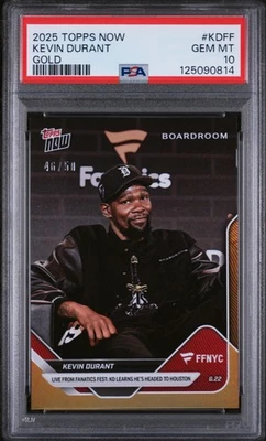 PSA 10 KEVIN DURANT GOLD /50 #KDFF 2025 TOPPS NOW TRADED LIVE AT FANATICS FEST - image 1 of 2
