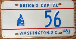 1983 Washington DC or District of Columbia License Plate Number 56 Tag - Photo 1/2