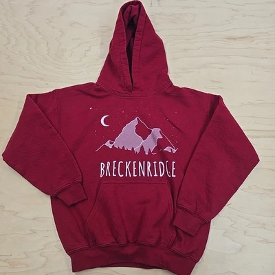 Подростковый средний красный Breckenridge толстовка с капюшоном зимние лыжи снег горы холодный капюшон - Изображение 1 из 4