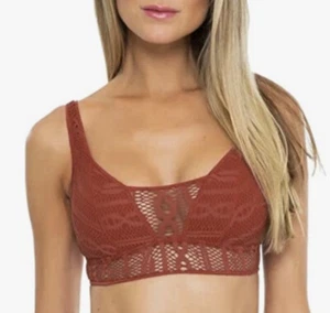 Becca Rebecca Virtue Logan Banded Bralette Crochet Bikini Top Bronzed SZ L NWT - Picture 1 of 6