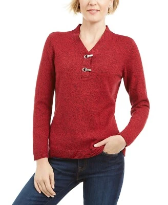 /LX085/ Suéter Henley Karen Scott Algodón Mármol Nuevo Rojo Talla XS Foto 1 de 3