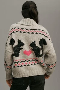 Anthropologie Eichhörnchen Motiv Kragen Cardigan Pullover (Größe XL) - Bild 1 von 7