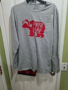 North Pole Papa Bear Men's Pajama TOP ONLY Christmas M - Picture 1 of 3