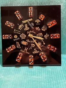 Vintage Las Vegas Lucite Red Dice Desk Table Clock Casino Strip - Picture 1 of 2