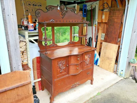 OAK SIDEBOARD antique for restoration - worthy of the effort DELIVERY AVAILABLE Cover