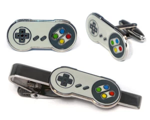Super Nintendo Cravatta Clip Tack, Gemelli SNES, 8-Bit NES, 16 Bit Gioielli Uomo Regalo - Foto 1 di 4