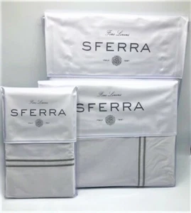SFERRA Grande Hotel- King Sheet set white/silver 100% cotton - made in Italy - Picture 1 of 3