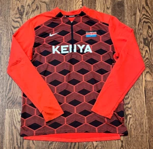 Nike Kenya Running Jersey Shirt Mens Large Aeroswift Long Sleeved Thumb Loops - Picture 1 of 4