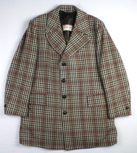 Vintage 50's McGregor Wool Tweed Plaid Button Front Lined Overcoat Size 42 - Picture 1 of 6