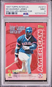 MO VAUGHN/CHIPPER JONES 1997 Topps Inter-League Match Ups Refractor PSA 9 Como Nuevo - Imagen 1 de 2