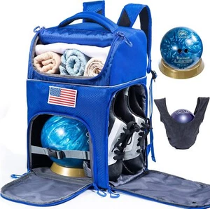 Bowling Ball Backpack for Single with Cup One size, Blue - Picture 1 of 7