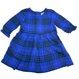 Hanna Andersson Plaid Flannel Dress Girls 3 Blue Black Red - Picture 1 of 8