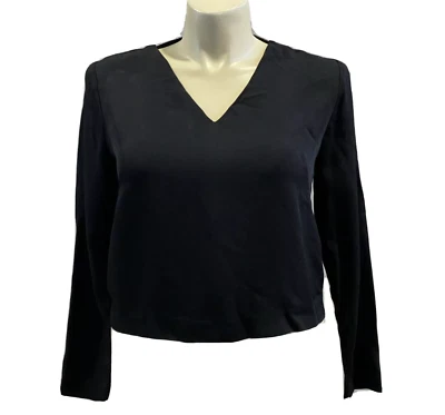 Топ Artelier Nicole Miller БОЛЬШОЙ Черный Вискоза V Гриф Длинный Sl Разделенная Замочная скважина Задняя часть - Изображение 1 из 4