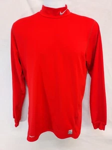 Nike Fit Pro Shirt Uomo Grande Manica Lunga Collo Cowell Rosso Poli Misto Shirt - Foto 1 di 7