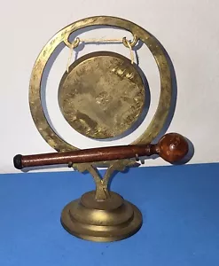 Vintage Brass Gong with Stand and Striker India, 8.25" - Picture 1 of 3