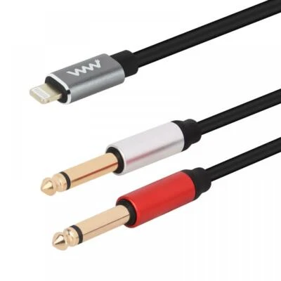 6.35mm 1/4 inch Guitar Audio Cable Connector For Amplifier Mixing iPhone iPad - Image 1 of 4