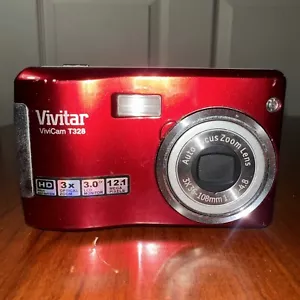 Fotocamera digitale Vivitar Vivicam T328 obiettivo zoom rosso - testata/funzionante - Foto 1 di 15