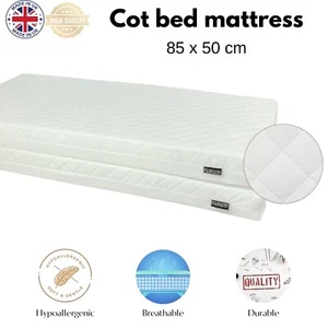 Toddler Cot Crib Mattress 85 x 50 cm, Hypoallergenic Breathable Removable Cover - Picture 1 of 7