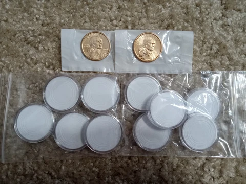2004 P And D Uncirculated $1 Coins  And Coin Cases Lot With Foam Inserts Cover