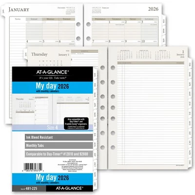 2026 At-A-Glance 481-225 Day Runner Daily Monthly Planner Refill, 5-1/2 x 8-1/2"