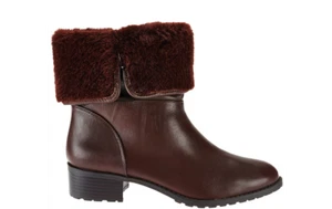 H by Halston Leather Ankle Boots with Faux Fur - Caroline Size 6.5 - Picture 1 of 1