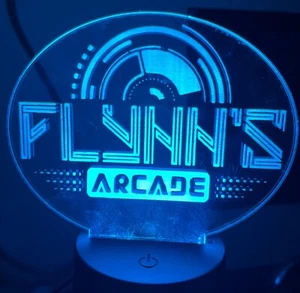 Custom Engraved Acrylic Flynn's Arcade from TRON, LED Sign with light up base - Picture 1 of 1