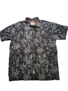 Salt Life Button Up Short Sleeve Hawaiian Floral Shirt Black Mens Size Large - Picture 1 of 12