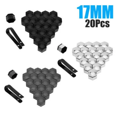20x 17mm Car Wheel Nut Lug Cover Hub Screw Caps Glossy Bolt Rims Tire With Tool - Image 1 of 4