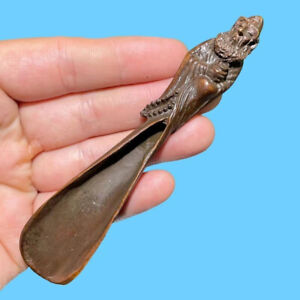 Chinese Japanese bronze hand carved buddha tea spoon
