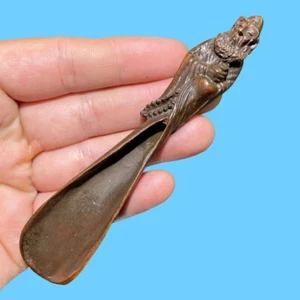 Chinese Japanese bronze hand carved buddha tea spoon - Picture 1 of 9