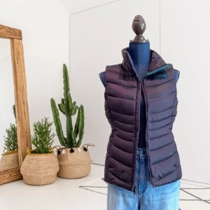 The North Face Womens S 550 Goose Down Full Zip Sleeveless Puff Vest Purple Teal - Picture 1 of 12