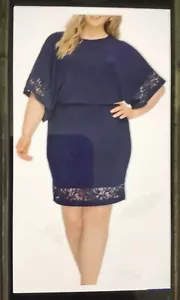 Jessica Howard Women’s Color Many Blue Kimono Sleeve With Lace Size 18. - Picture 1 of 15