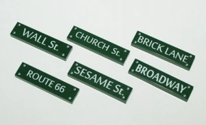 Lego 6x Dark Green Tile 1x4 Custom Printed Street Name NEW! - Picture 1 of 1