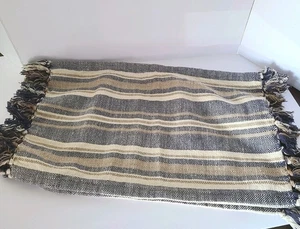 Marine & Beige Gestreift 4er Set Tischsets 12" x 24" Gewebte Baumwolle - Cynthia Rowely - Bild 1 von 9