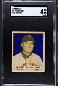 Johnny Mize 1949 Bowman #85 SGC 4 VGEX NEW YORK GIANTS HOF De colección NOMBRE EN EL FRENTE - Imagen 1 de 2