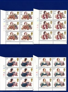 1980 SG1125-1128 12p-17½p Famous Authoresses Set (4) Cyl Blocks (6) MNH lcfx - Picture 1 of 2
