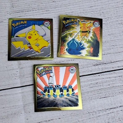 1999 Pokémon Artbox Squirtle Squad R06 & Pikachu R08 R11 Gold Holo Sticker - Image 1 of 4