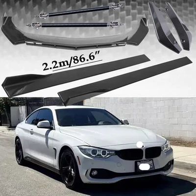 For 2014-2016 BMW 428i Carbon Fiber Front Bumper Lip Splitters Side Skirt+Strut Foto 1 de 4