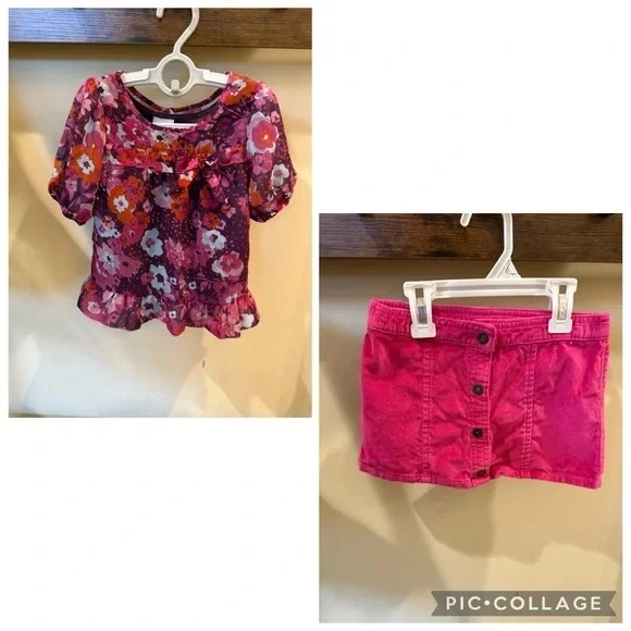 Xhilaration Piel Dura Niñas Pequeñas OTOÑO Conjunto Pantalones Talla 3T Blusa Falda Rosa Foto 1 de 4