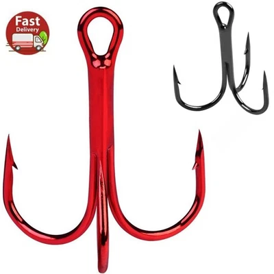 100PCS Carbon Steel Fishing Hook Sharp Treble Hooks Size 2 4 6 8 10 12 1.0 2.0  - Image 1 of 4