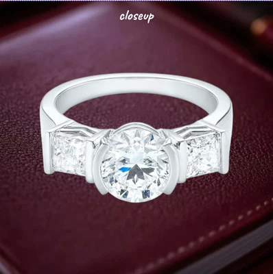 3.00 CT Round Cut IGI GIA Certified Lab Grown Diamond Wedding Ring 950 Platinum - Image 1 of 4