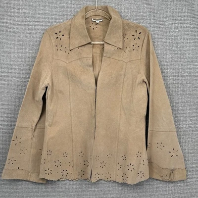 Charlotte Russe Suede Leather Laser Cut Out Western Jacket Size L - Image 1 of 4