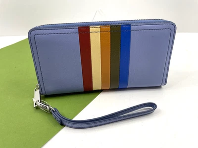 Cartera de Cuero Fossil RFID Logan Cremallera Alrededor Muñequera Luz Lila Raya Nueva con Etiquetas Foto 1 de 4