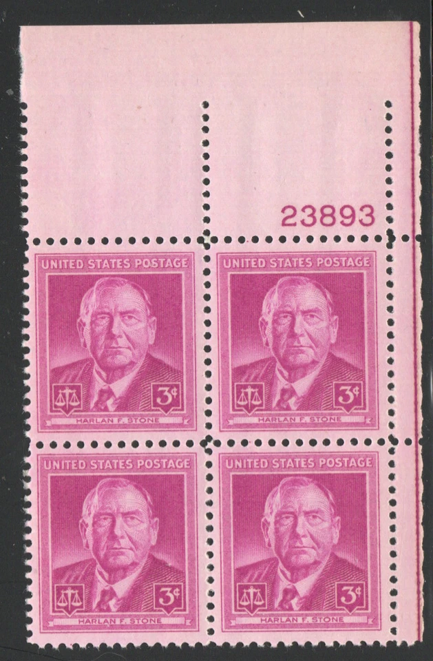 ALLYS STAMPS US Plate Block Scott # 965 3c Harlen Stone [4] MNH F/VF [STK] - Image 1 of 1