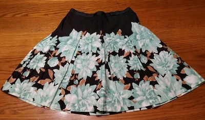 Speechless Skirt Womens Size 7 Black Teal Floral Zip Up Pleated Flare Out - Image 1 of 4