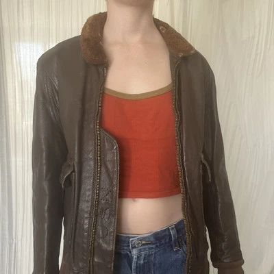 винтажный кожаный авиатор куртка - Изображение 1 из 2