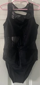 Balera schwarz Netz abstrakt hinten offen Turnanzug Tanz/Gymnastik Kind Größe LC neu in Verpackung - Bild 1 von 4